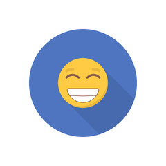 Smile icon in a flat design with long shadow for social media