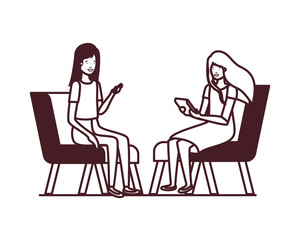 young women sitting in chair with white background