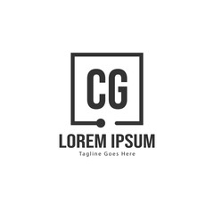 Initial CG logo template with modern frame. Minimalist CG letter logo vector illustration