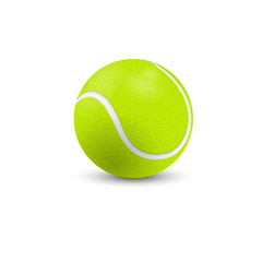 Tennis ball closeup isolated on white background. Side view. Realistic vector illustration.