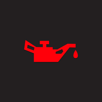 Car Dashboard Panel Icon On A Black Background. Engine Oil Level