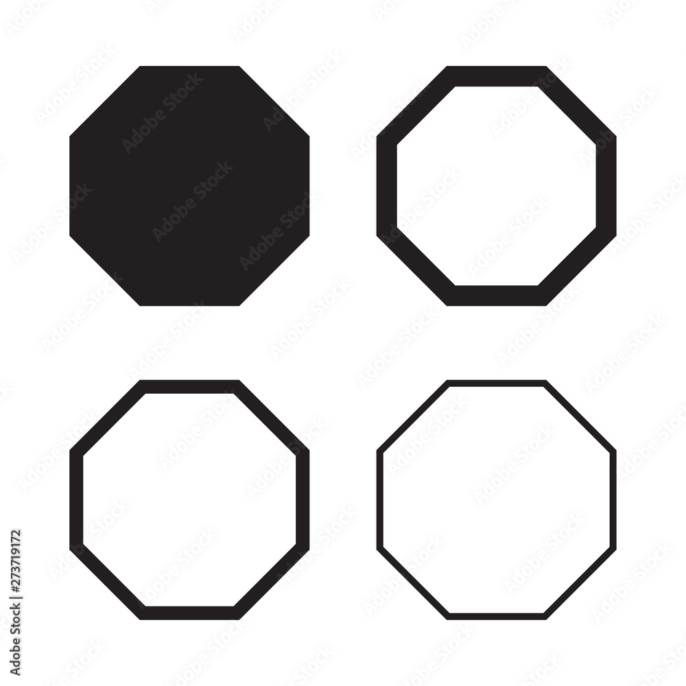 Aufkleber set of octagon in balck for your design. vector illustration