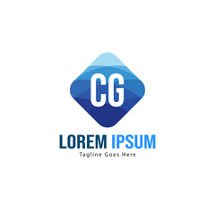 Initial CG logo template with modern frame. Minimalist CG letter logo vector illustration