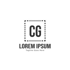 Initial CG logo template with modern frame. Minimalist CG letter logo vector illustration