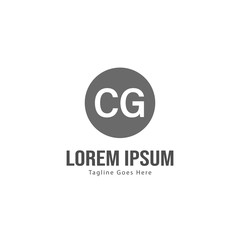 Initial CG logo template with modern frame. Minimalist CG letter logo vector illustration