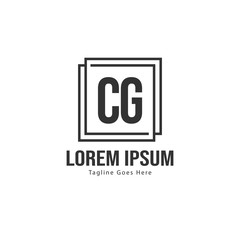 Initial CG logo template with modern frame. Minimalist CG letter logo vector illustration