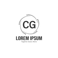 Initial CG logo template with modern frame. Minimalist CG letter logo vector illustration