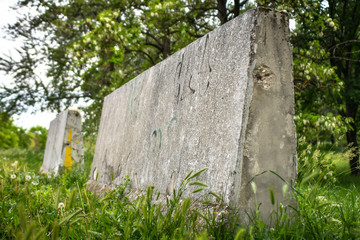 Concrete barriers in the park