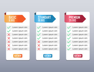 Price list, hosting plans and web boxes banners design