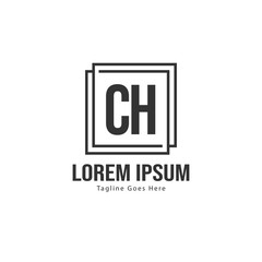 Initial CH logo template with modern frame. Minimalist CH letter logo vector illustration