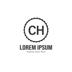 Initial CH logo template with modern frame. Minimalist CH letter logo vector illustration