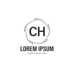 Initial CH logo template with modern frame. Minimalist CH letter logo vector illustration