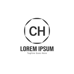 Initial CH logo template with modern frame. Minimalist CH letter logo vector illustration