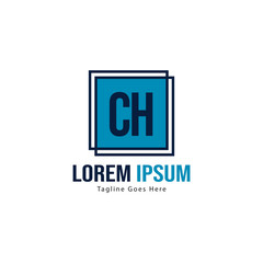 Initial CH logo template with modern frame. Minimalist CH letter logo vector illustration