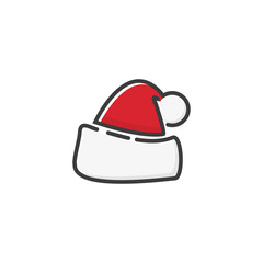Santa hat icon in a flat design. Vector illustration