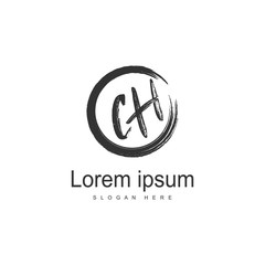 Initial CH logo template with modern frame. Minimalist CH letter logo vector illustration