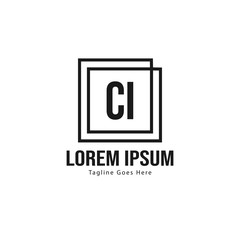 Initial CI logo template with modern frame. Minimalist CI letter logo vector illustration