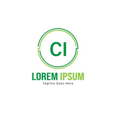 Initial CI logo template with modern frame. Minimalist CI letter logo vector illustration