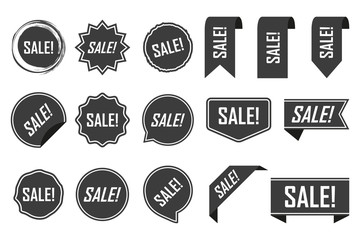 Obraz premium Sale labels, black isolated on white background. Vector illustration
