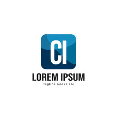 Initial CI logo template with modern frame. Minimalist CI letter logo vector illustration