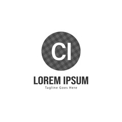 Initial CI logo template with modern frame. Minimalist CI letter logo vector illustration