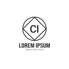 Initial CI logo template with modern frame. Minimalist CI letter logo vector illustration
