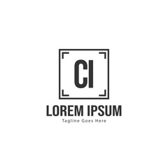 Initial CI logo template with modern frame. Minimalist CI letter logo vector illustration