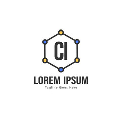 Initial CI logo template with modern frame. Minimalist CI letter logo vector illustration