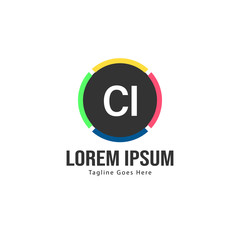 Initial CI logo template with modern frame. Minimalist CI letter logo vector illustration
