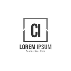 Obraz premium Initial CI logo template with modern frame. Minimalist CI letter logo vector illustration