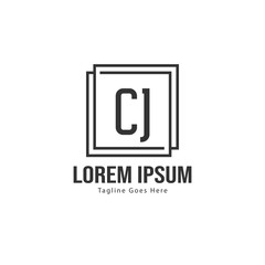 Initial CJ logo template with modern frame. Minimalist CJ letter logo vector illustration