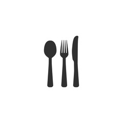 Spoon, fork and knife icon in simple design. Vector illustration