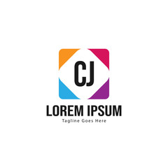 Initial CJ logo template with modern frame. Minimalist CJ letter logo vector illustration