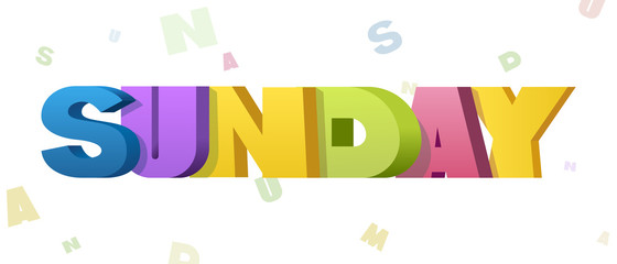 Colorful illustration of Sunday word 