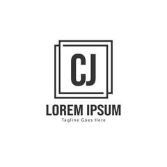 Initial CJ logo template with modern frame. Minimalist CJ letter logo vector illustration