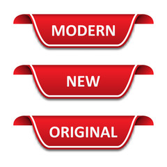 Set of tags ribbons. Modern, new, original