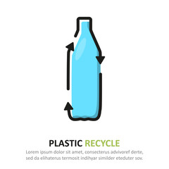 Recycle plastic icon in a flat design. Vector illustration