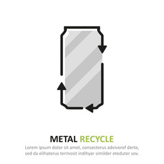 Recycle metal icon in a flat design. Vector illustration