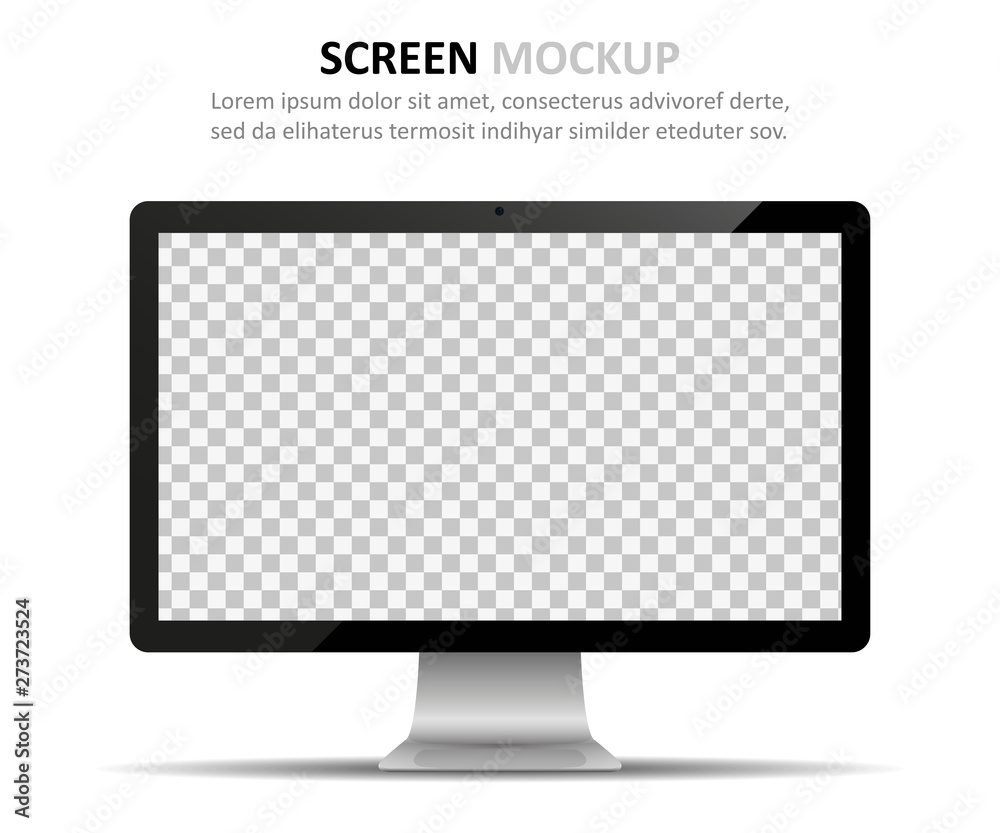 Poster Screen mockup. Computer monitor with blank screen for design