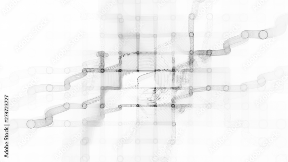 Poster abstract background element. fractal graphics 3d illustration. wide format composition of grid cells
