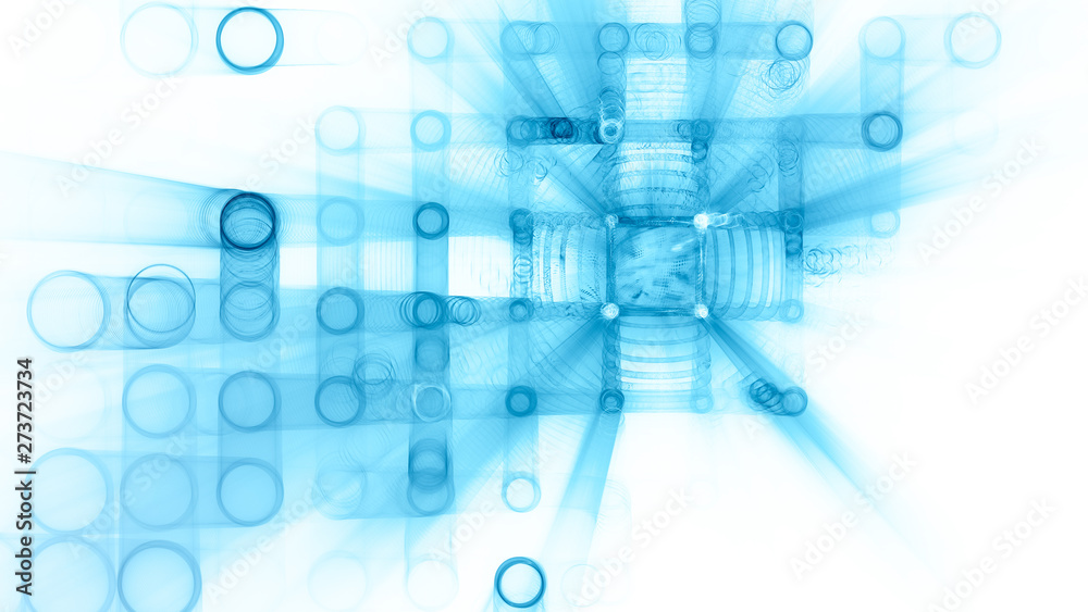 Poster abstract background element. fractal graphics 3d illustration. wide format composition of grid cells