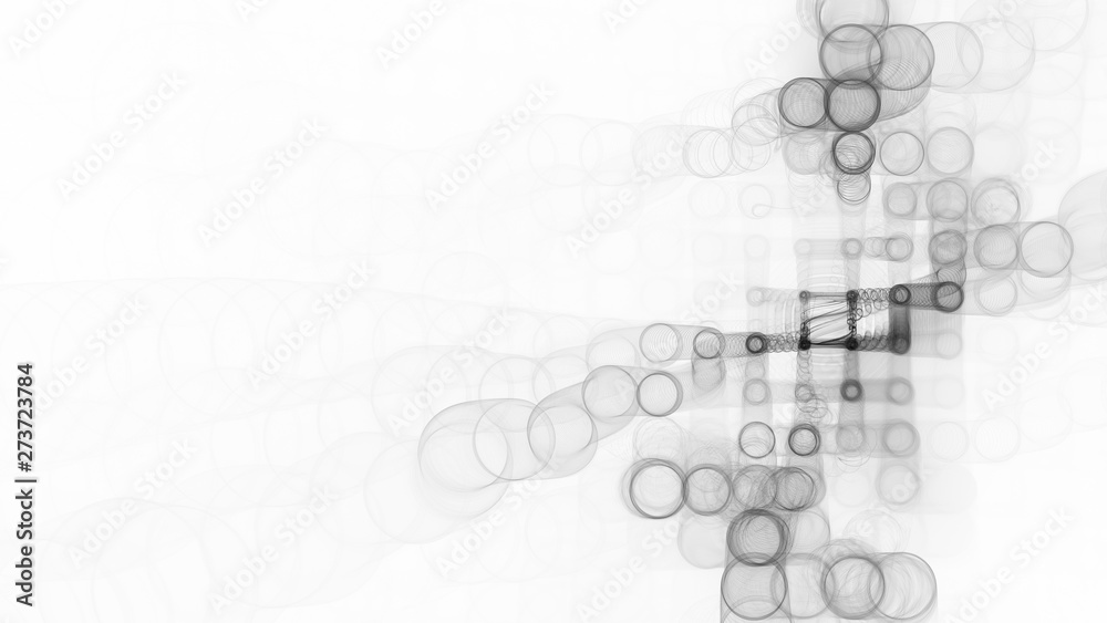Poster abstract background element. fractal graphics 3d illustration. wide format composition of grid cells