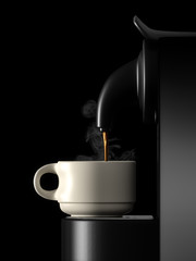 fresh coffee machine black side view