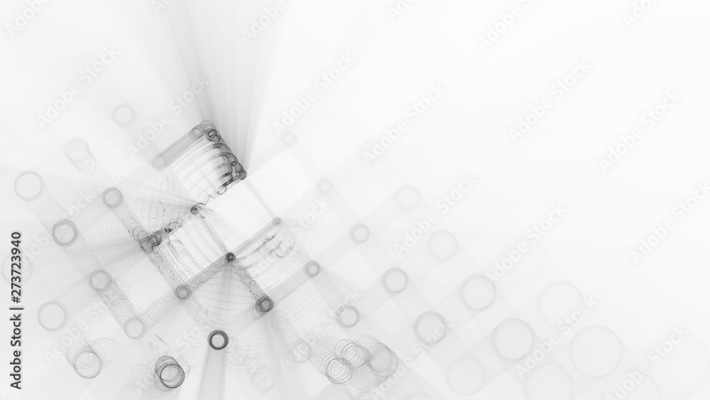 Poster abstract background element. fractal graphics 3d illustration. wide format composition of grid cells