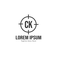 Initial CK logo template with modern frame. Minimalist CK letter logo vector illustration