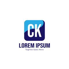 Initial CK logo template with modern frame. Minimalist CK letter logo vector illustration