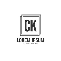 Initial CK logo template with modern frame. Minimalist CK letter logo vector illustration