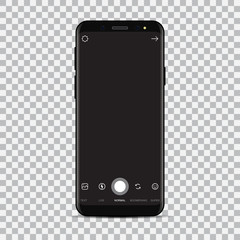 New smartphone with camera application. Vector illustration