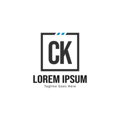Fototapeta premium Initial CK logo template with modern frame. Minimalist CK letter logo vector illustration