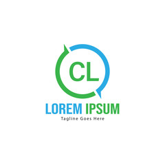 Initial CL logo template with modern frame. Minimalist CL letter logo vector illustration